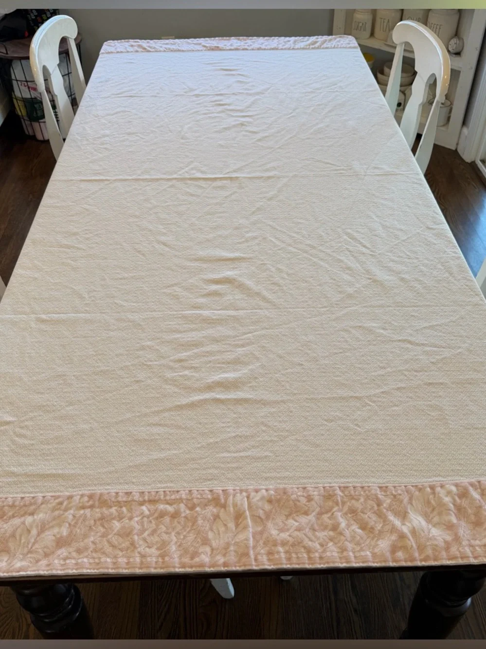 Le Telerie Toscane Italy Jacquard Basketweave Cotton Tablecloth Pink White 62x84